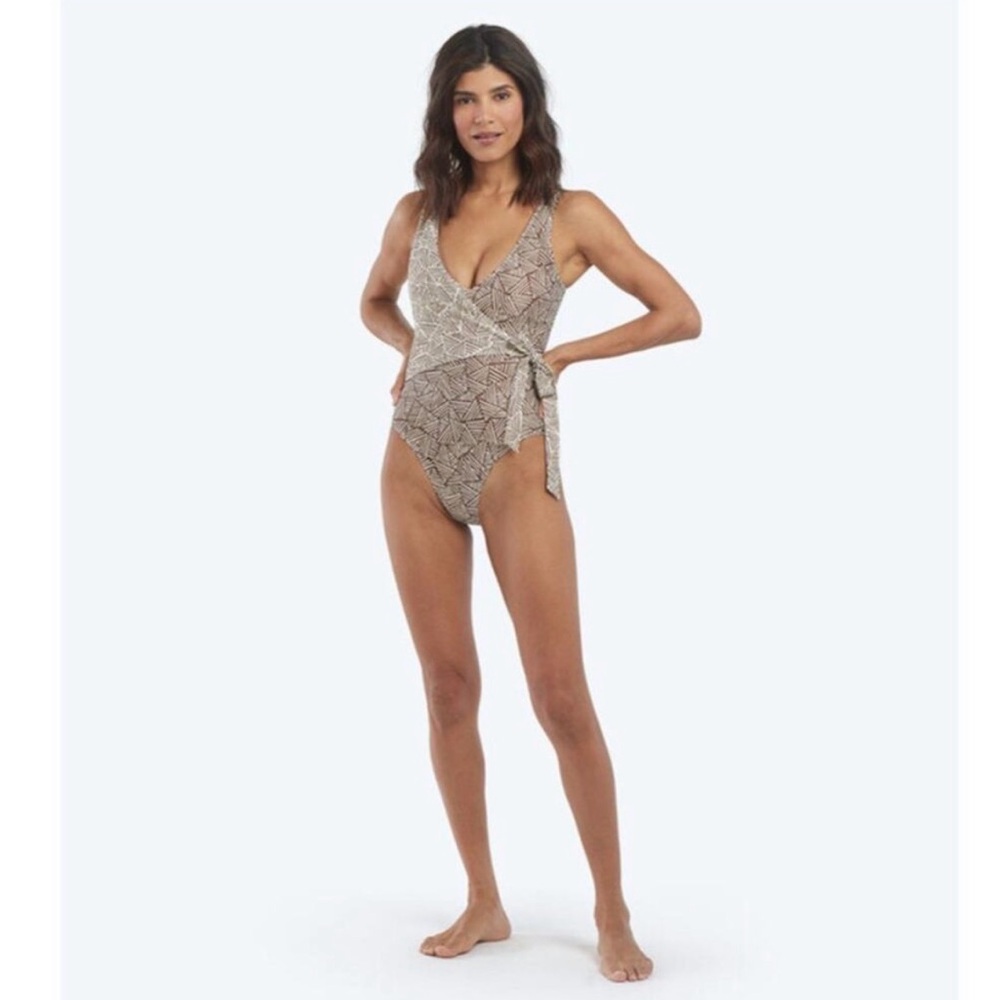 Summersalt Brown and White Print One Piece Swimsuit